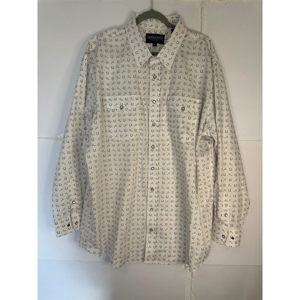 Panhandle Select XXL Mens‎ Western Horseshoe Spur Print Button Down Shirt